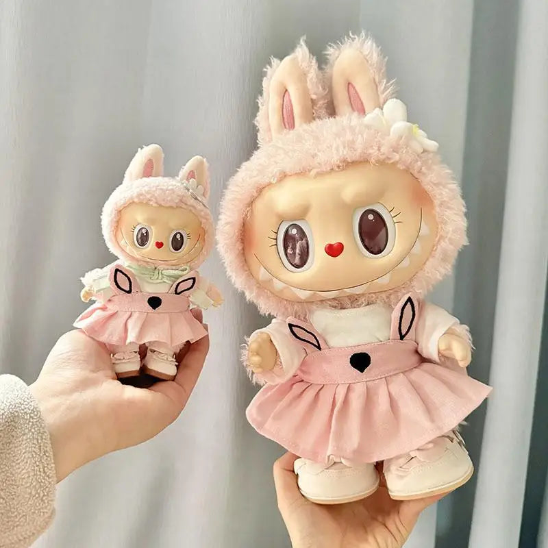 EZ For 38 Cm Labubu plush doll clothes outfit doll MOKOKO coat rabbit ear strap skirt set  Accessories Cute Decoration