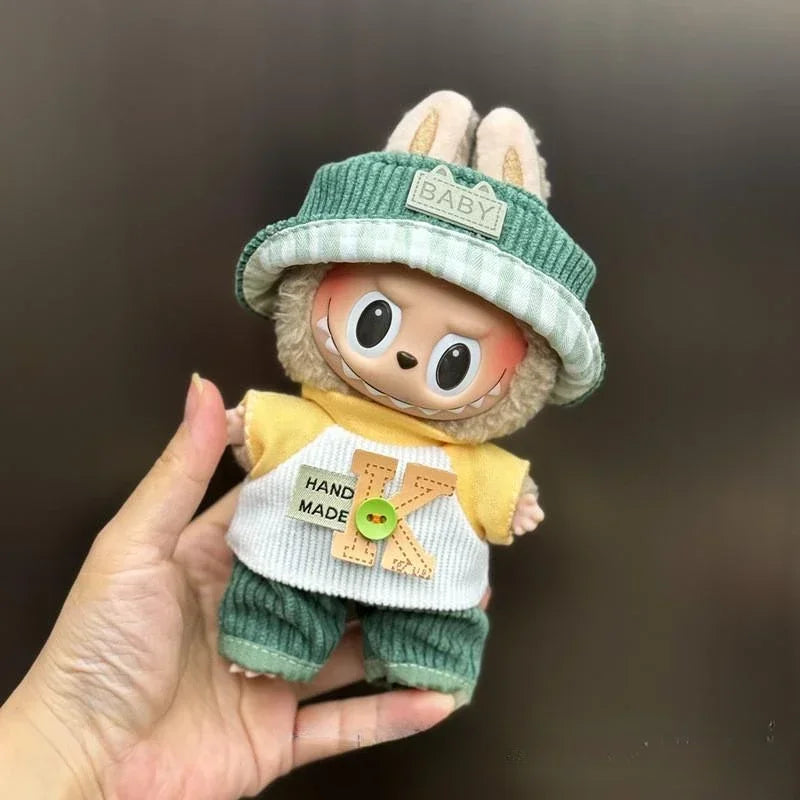 EZ Mini Plush Doll'S Clothes Outfit Accessories For Korea Kpop Exo 15-17cm Labubu Idol Overalls set Clothing Gift