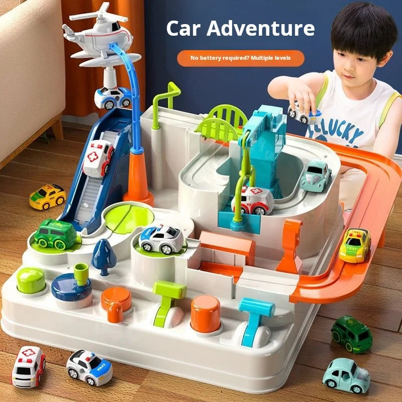 EZ Racing Rail Car Model Educational Toys Children Track Adventure Game Brain Mechanical Interactive Train Animals Space Rocket Toy