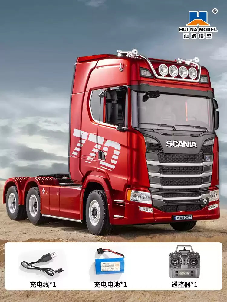 EZ Remote control engineering car Huina Scania 770S trailer head alloy car model children's toy four-wheel drive ratio 501D