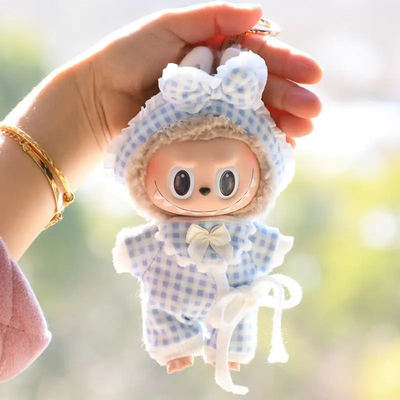 EZ 17cm Mini Plush Doll'S Clothes Outfit Accessories For Korea Kpop Exo Labubu Idol Plaid floral pajamas Clothing Gift
