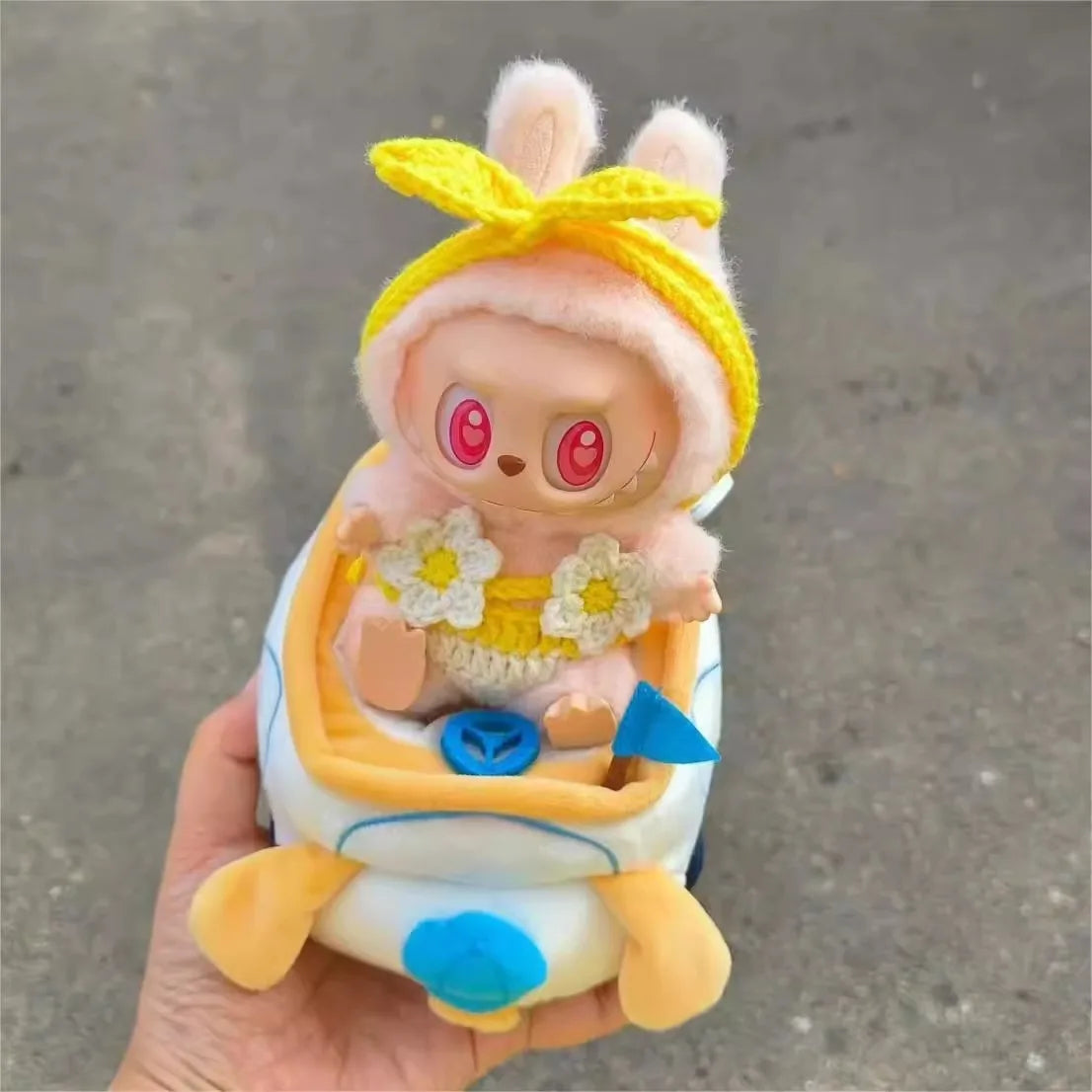 EZ Cute Labubu Doll Chair Mobile Phone Holder & Summer Swimsuit Dress with Slippers Doll Shirt Sea Beach Style