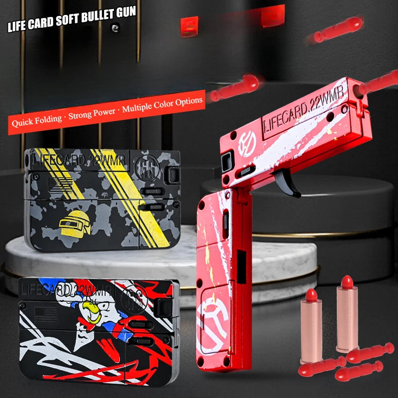 EZ 2.0 Upgraded Lifecard Alloy Folding Toy Blaster Shooting Model For Adults Kids Boys Birthday Gifts