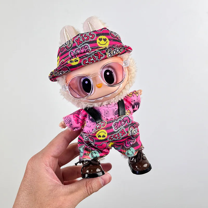 EZ For Labubu Clothes 17cm Labubu Plush Toy Pendant Clothes Replace Cute Fashionable Suit Fashionable And Cute Dress-up Accessories