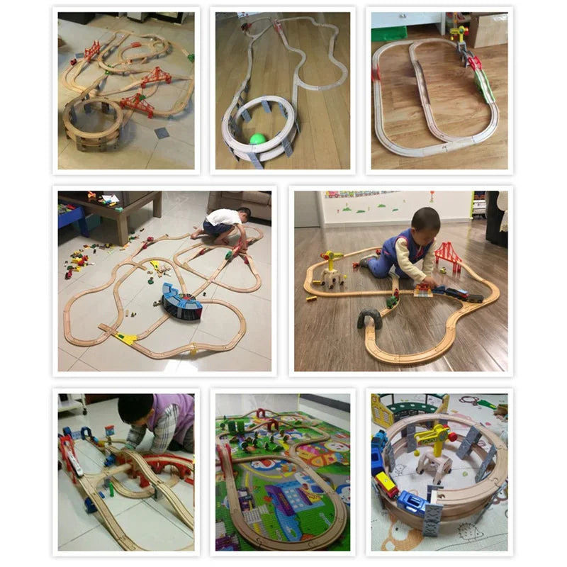 EZ Compatible With Tomas And Friends Wooden Train Track Set Toys For Children Wooden Railway Toy DIY Road Accessories Toy Kids Gift