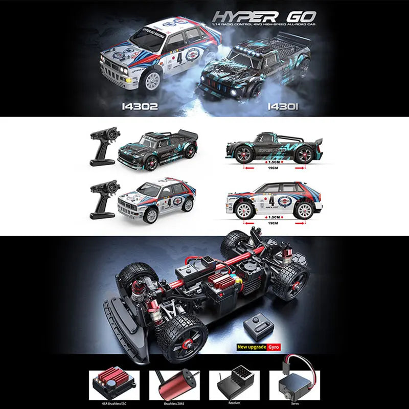 EZ Hyper Go MJX 14303 14302 14301 1/14 4WD RC Car 65km/h Brushless 2.4G Remote Control Car Off-road High Speed RC Cars Truck Toy