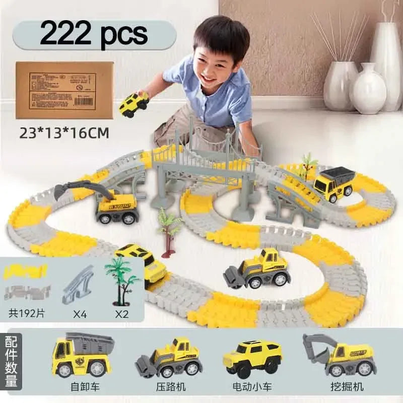 EZ 137-467pcs Children Electric Track Toy Car Engineering Car Kids Educational Toys Track Car Train Toys for Children Birthday Gift