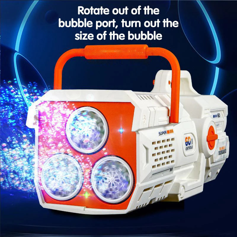 EZ 60 Holes Bubble Gun LED Light Electric Full Automatic Soap Bubble Machine Toys for Kids Outdoor Wedding Party Children's Gifts