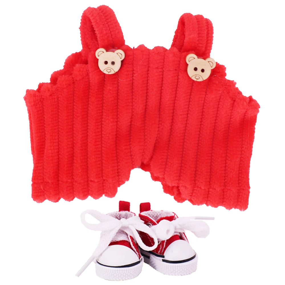 EZ Doll Pants+Doll Shoes For labubu 17cm Plush Doll Clothes Accessories Girl's Toys Birthday Present