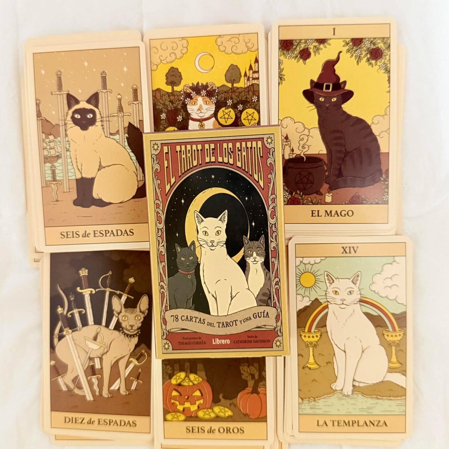 EZ El Tarot De Los Gatos Cards 78 cartas del tarot Spanish Edition Cats Rule Earth Divination Deck Borad Playing Games