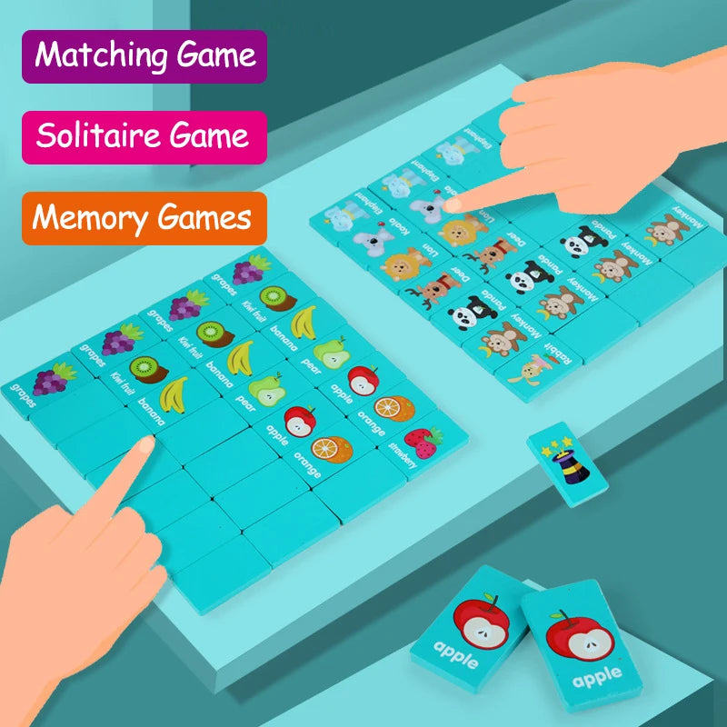 EZ Kid Blocks Seaside Escape Mahjong Wooden Memory Solitaire Matching Game Party Family Board Games Animal Educational Puzzles Toy