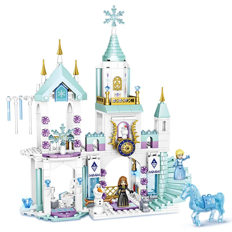 EZ Disney Frozen Dream Princess Elsa Ice Castle Princess Magic Castle Set Building Blocks Gift Toys
