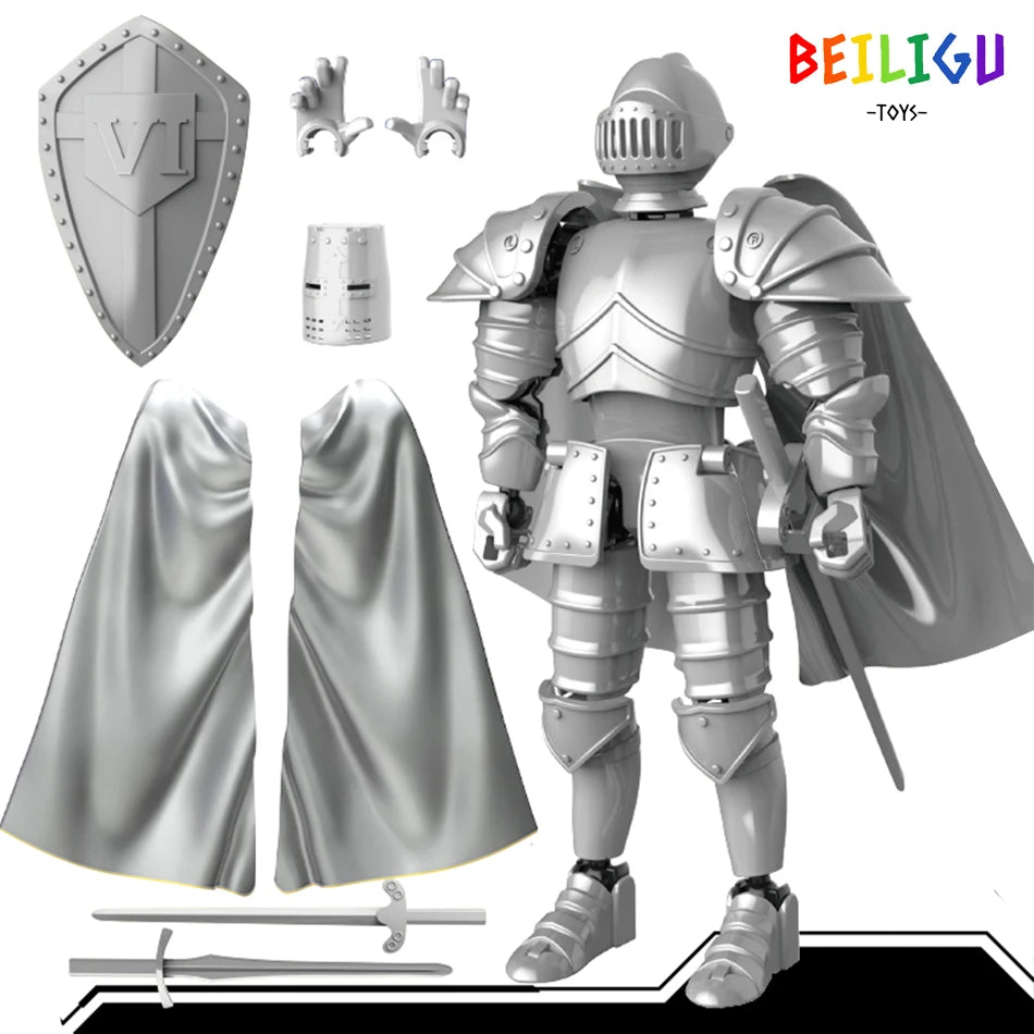 EZ Medieval Knight Multi-Joint Movable DIY Action Figures Weapon Warrior Robot Sword Shield Assembly Toy Children's Holiday Gift