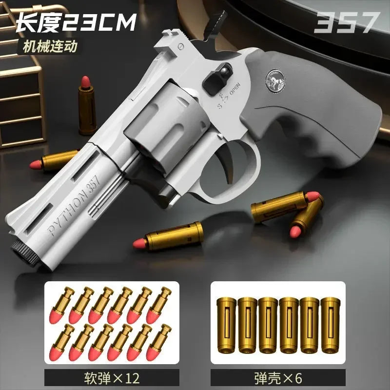 EZ Csnoobs ZP5 357 Revolver Mechanical Continuous Firing Toy Gun Automatic Pistol Soft Dart Bullet CS Outdoor Weapon for Kid Adult