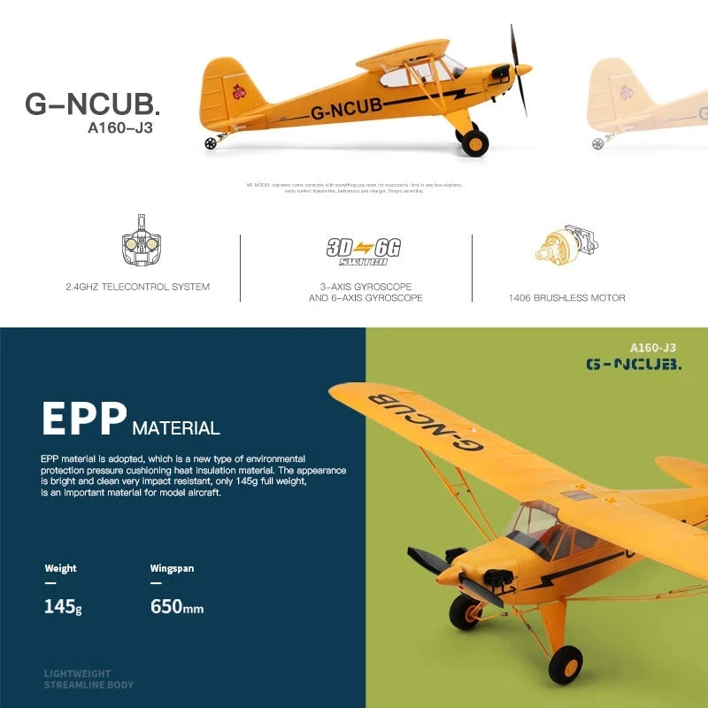 EZ A160 WLtoys XKS 2.4G RC Plane 650mm Wingspan Brushless Motor Remote Control Airplane 3D/6G System Foam Toys for Children Gift