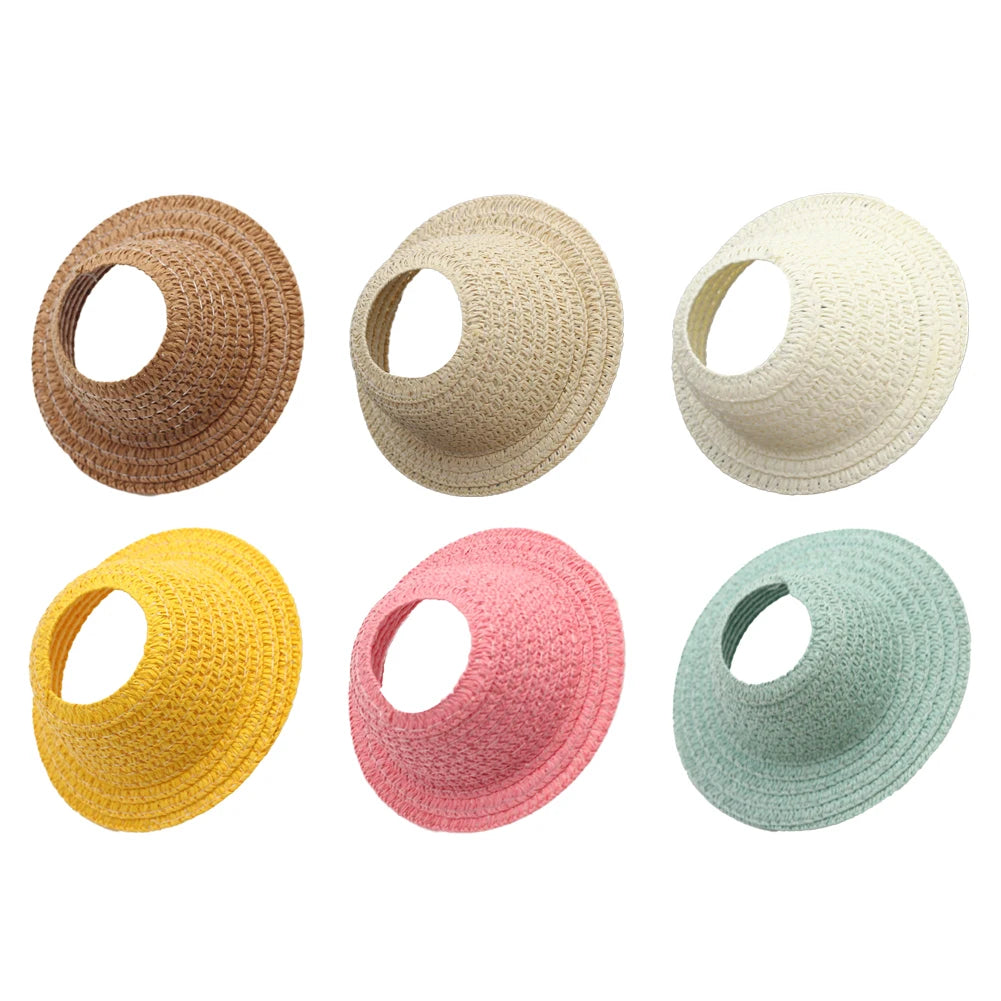 EZ For Sitting Party Labubu Hat Open Top Straw Hat Woven Hat  Labubu party clothing accessories countryside style Labubu outfit