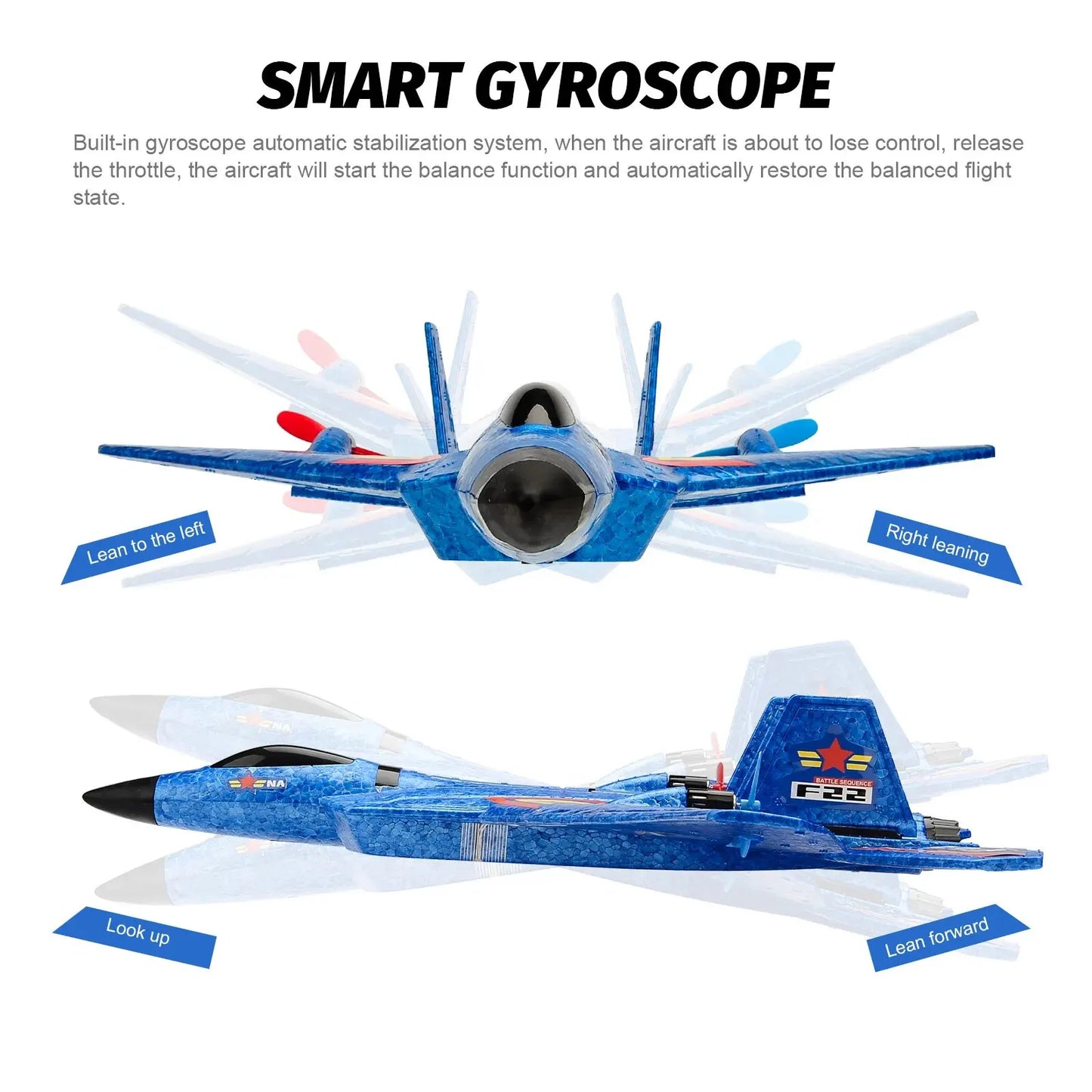 EZ F22 Raptor RC Plane 2.4G 2CH Remote Control Flying Glider With LED Lights EPP Foam Airplane Toys For Children Gifts
