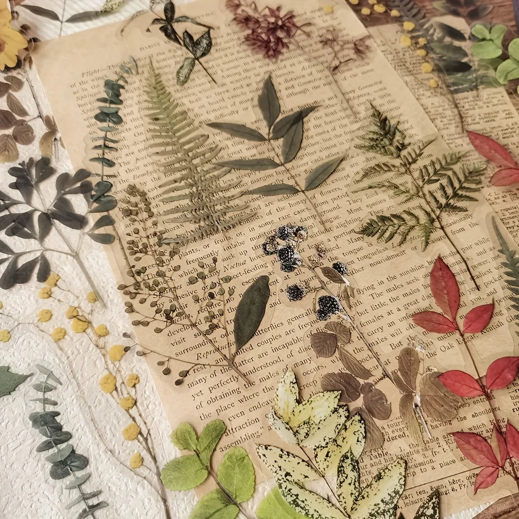 EZ 40 pcs Rose Plant PET Stickers Flowers And Leaf Scrapbook Deco Sticker Label Diary stationery Junk Journal Planner Materials