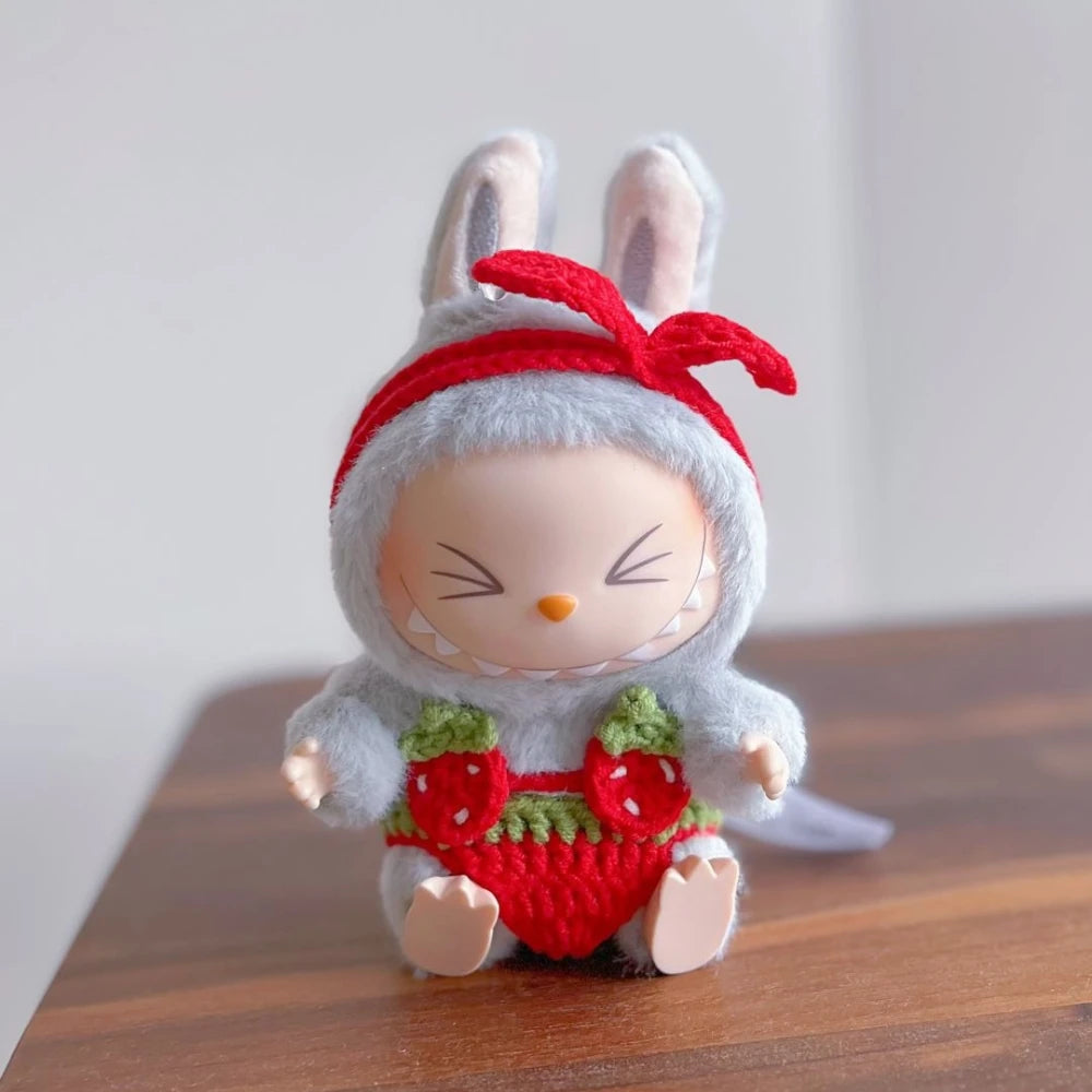 EZ Cute Labubu Doll Chair Mobile Phone Holder & Summer Swimsuit Dress with Slippers Doll Shirt Sea Beach Style