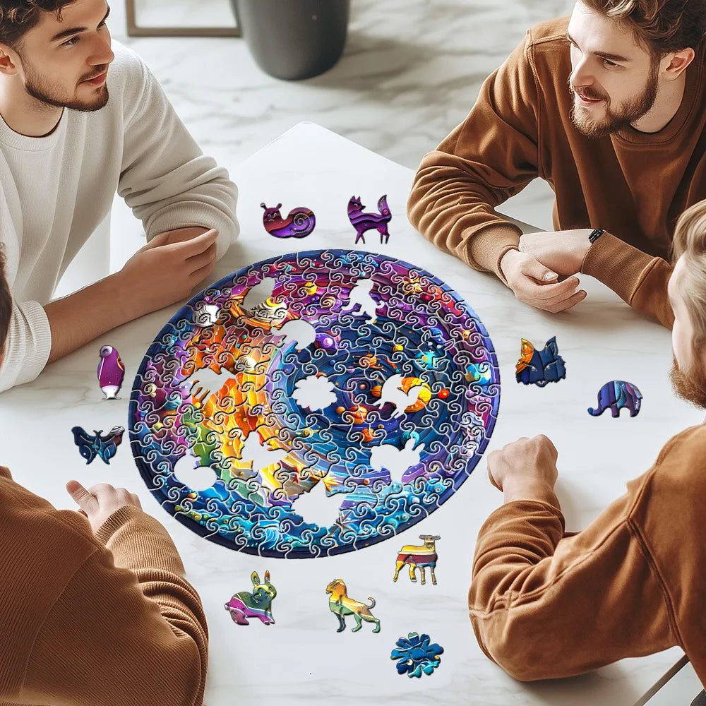 EZ A Space Themed Wooden Puzzle Suitable For Adults - Challenging Irregular Shaped Intellectual Puzzle, Environmentally Friendly