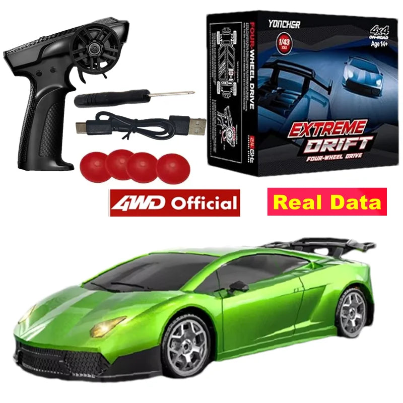 EZ 4WD Drift Racing Car 1/64 or 1/43 Mini Remote Controlled High Speed Car Radio Electric Competition Toy Gift For Kids Boys Adults