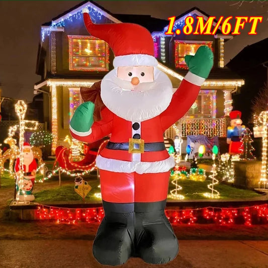 EZ Backpack Santa Claus Christmas Decoration Inflatable Toys With LED Light 1.8M Inflatable Model Holiday Gift Indoor Outdoor Decor