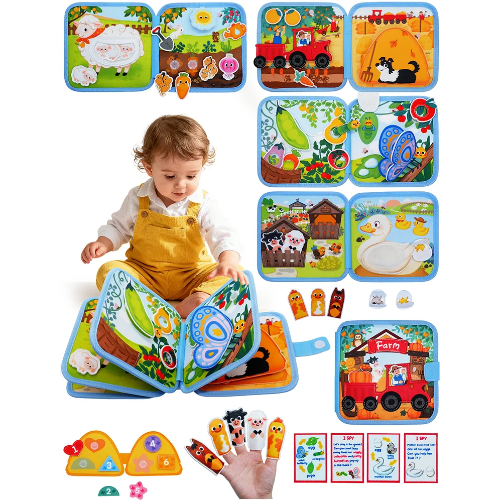 EZ Montessori Toy Busy Board Giraffe Busy Book Preschool Learning Educational Quiet Book Sensory Travel Toy for Baby 3 4 5 6 Ages