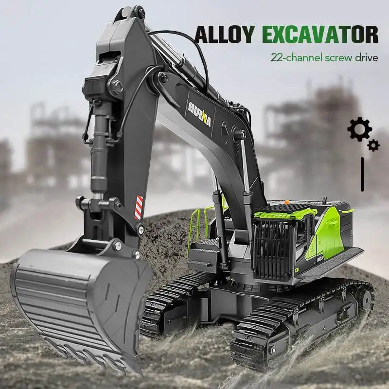EZ 1/14 HUINA 1593 582 RC Excavator Dumper Truck crawler Alloy Tractor Loader 2.4G Radio Controlled Car Engineering toy for boy