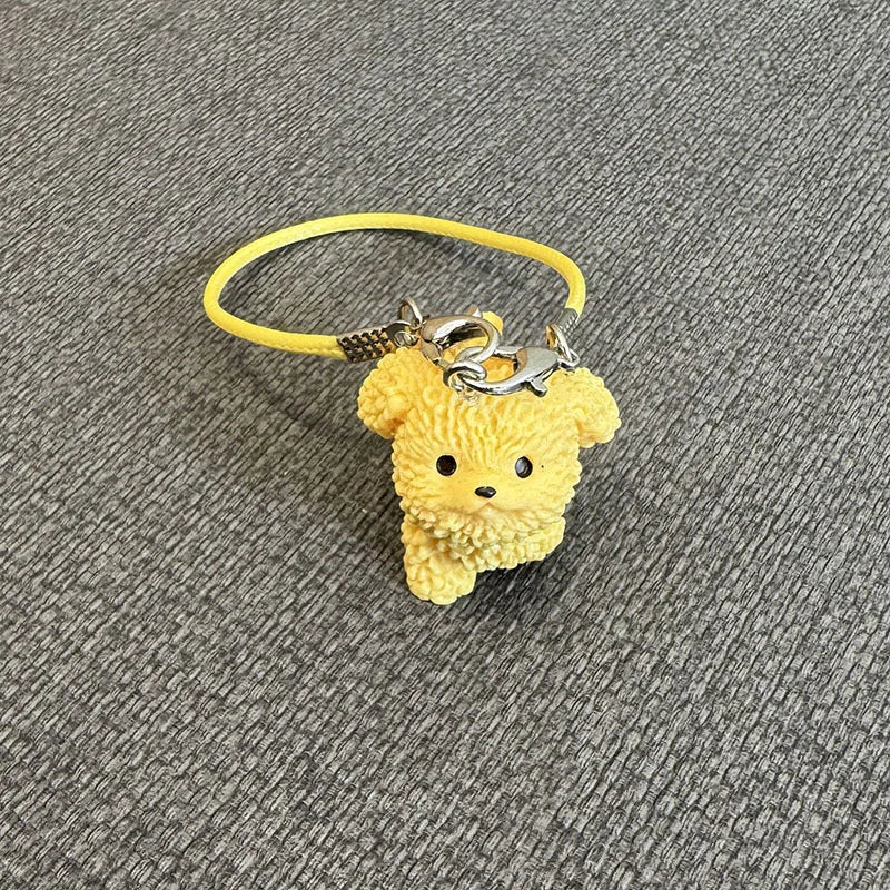 EZ 15cm/17cm Labubu Doll Accessories - Mini Adorable Resin Flocking 3D Bichon Frise Dog Pendant Charms