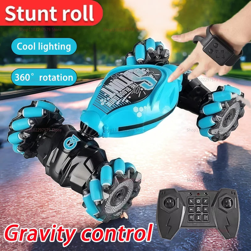 EZ 4WD Stunt Drift Car with LED Lights Remote Control Electric Kids Toys Gesture Induction Deformation Twist RC Car For Children