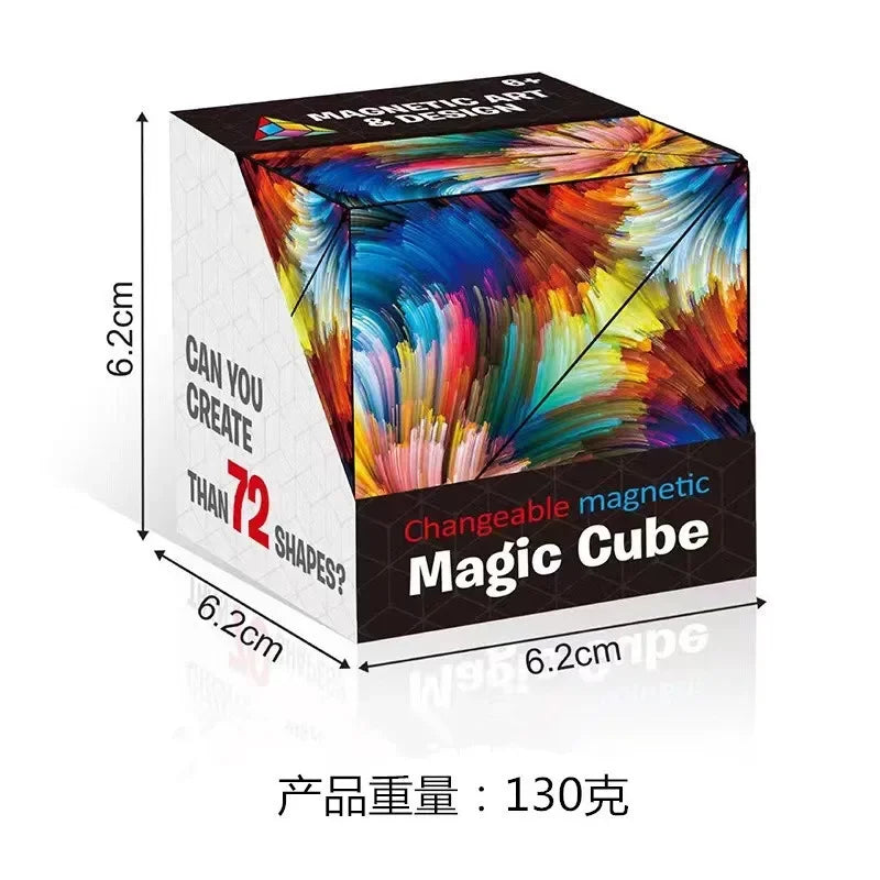 EZ Variety Geometric Changeable Magnetic Magic Cube Anti Stress 3D Hand Flip Puzzle Cube Kids Stress Reliever Fidget Toy