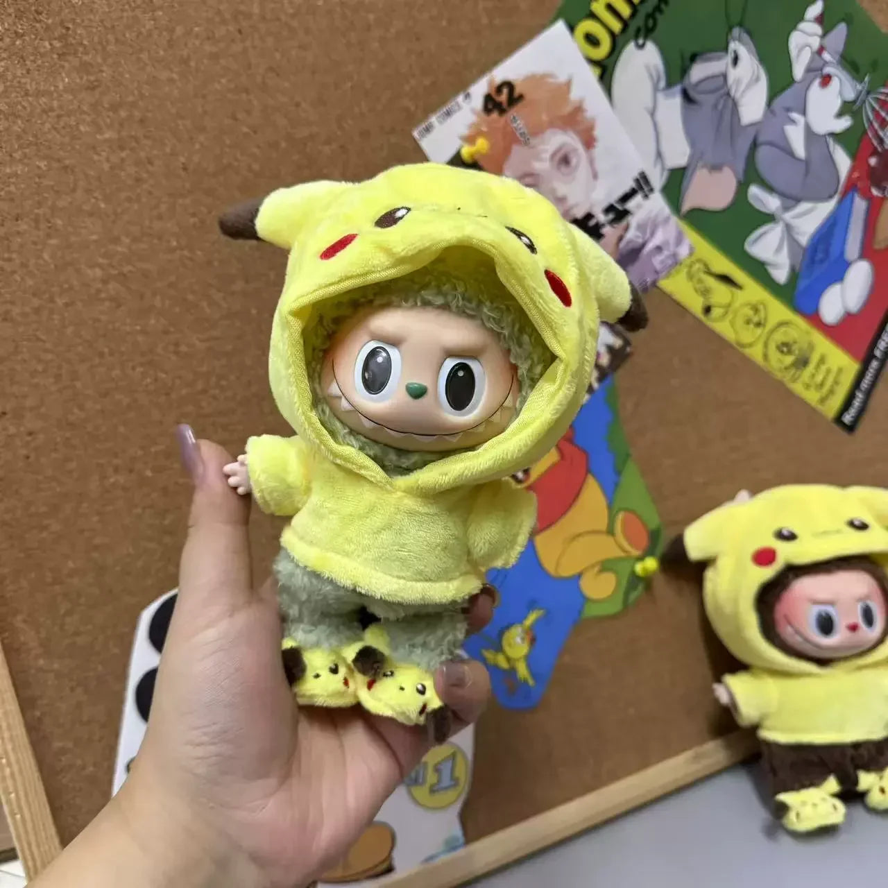 EZ Mini Plush Doll Clothing Set Cute Pikachu Suit Cartoon Labubu Vinyl Doll Kpop Idol Doll Clothing Accessories