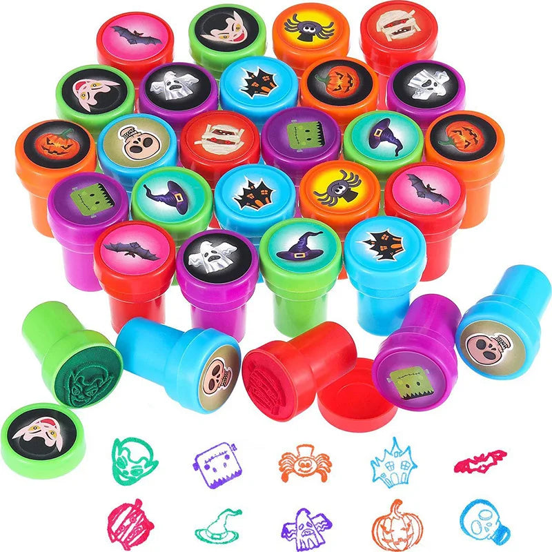 EZ 10pcs Stamps Cartoon Smiley Face Kids Self-ink Stamps Children Toy for Scrapbooking Seal Stamper DIY Painting Photo Album Decor