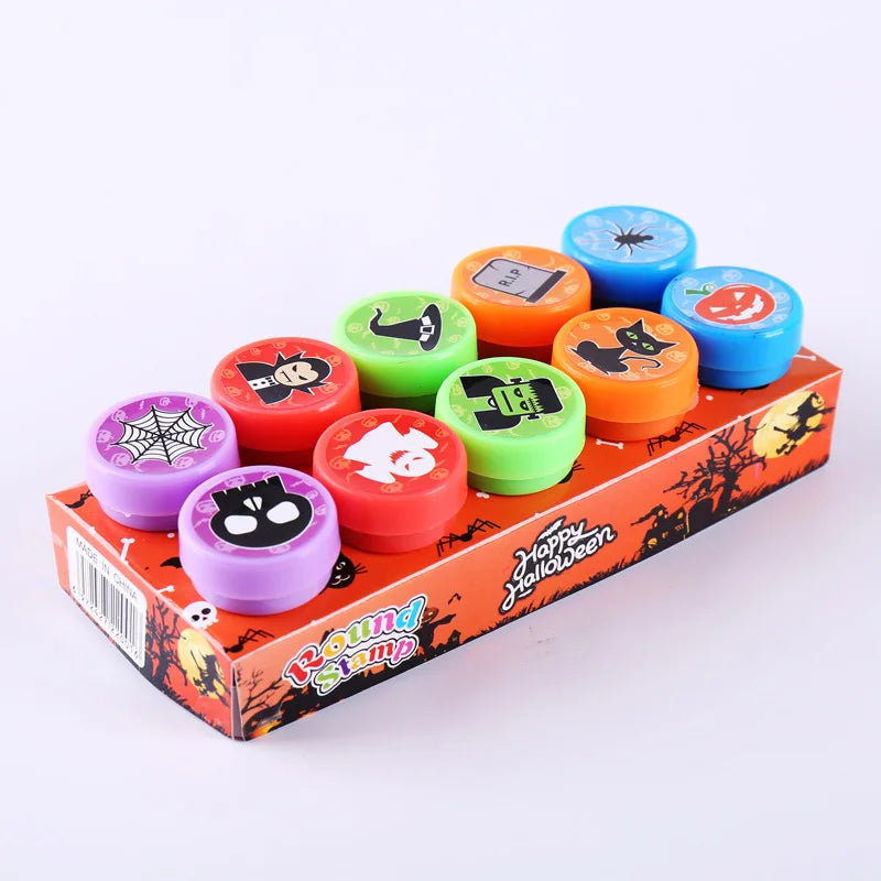 EZ 10pcs Stamps Cartoon Smiley Face Kids Self-ink Stamps Children Toy for Scrapbooking Seal Stamper DIY Painting Photo Album Decor