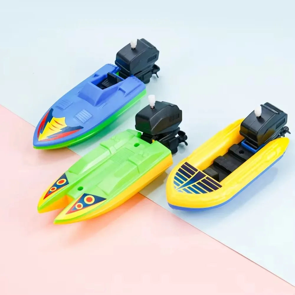 EZ 1pc Speed Boat Clockwork Toys Ship Wind Up Toy Float In Water Kids Toys Classic Bathtub Shower Bath Toy for Children Boys Toys