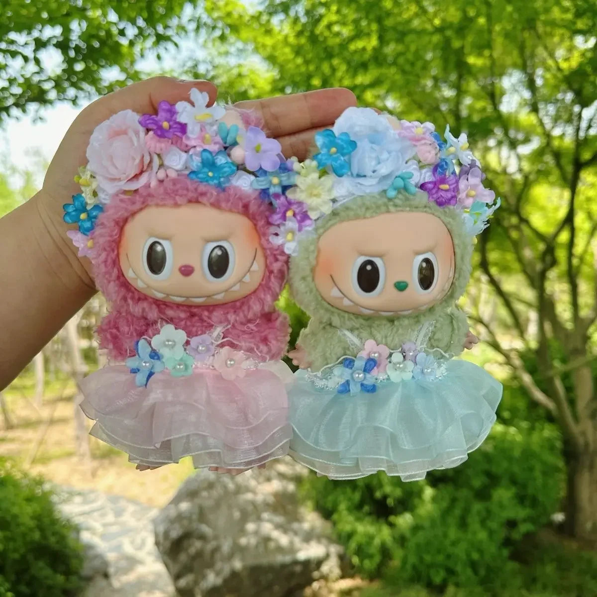 EZ Chinese Qipao Hairpin Flower Dress for Labubu 3.0 Outfit Summer Countryside Princess Doll Clothes for V1/V2/V3 Labubu