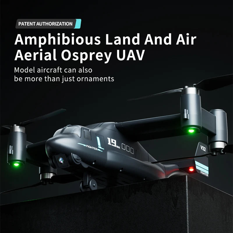 EZ JIKEFUN LM19 Max RC UAV Osprey Helicopter with Camera 4K HD Fly Around Remote Control Drone Brushless Quadcopter Toys for Adults