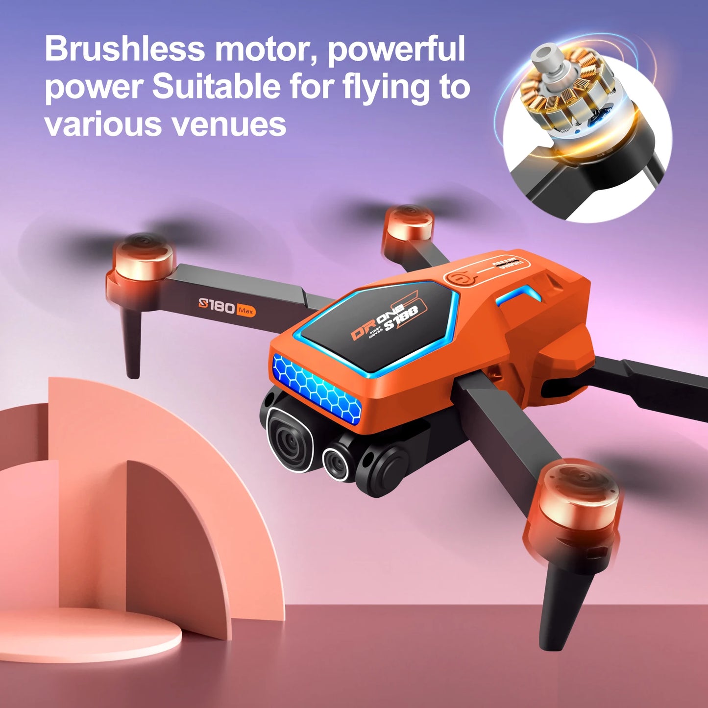 EZ S180 4K RC Drone Remote Control ESC Optical Flow Avoidance Horizontal Overhead Shot 90 Degree Angle Indoor Cool Lights Dron Toys