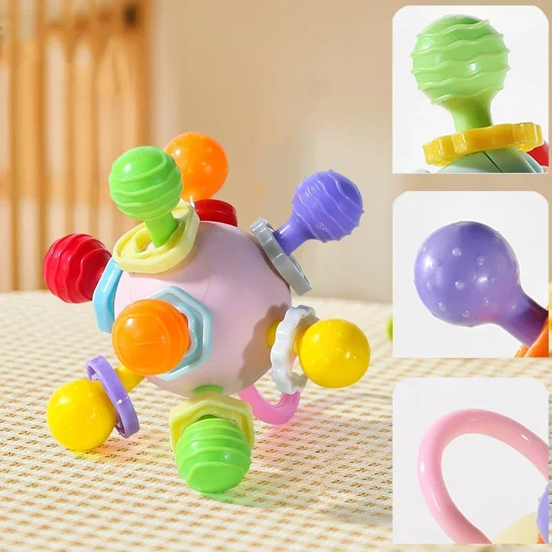 EZ Manhattan Round Ball Soft Silicone Hand Grab Ball Rattle Infantil Chewable Toddler Teeth Soothing Baby Sensory Toy Newborn Gift