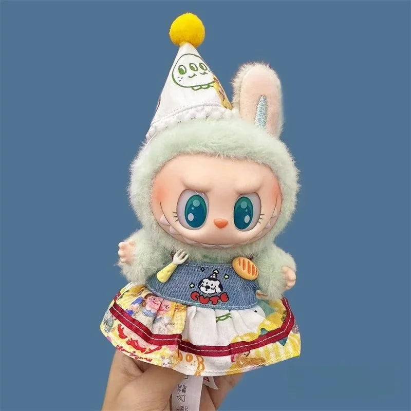 EZ 2025 New MIni Plush Doll'S Clothes Outfit Accessories for Labubu V1 V2 Dolls Clothes Accessories DIY Gift