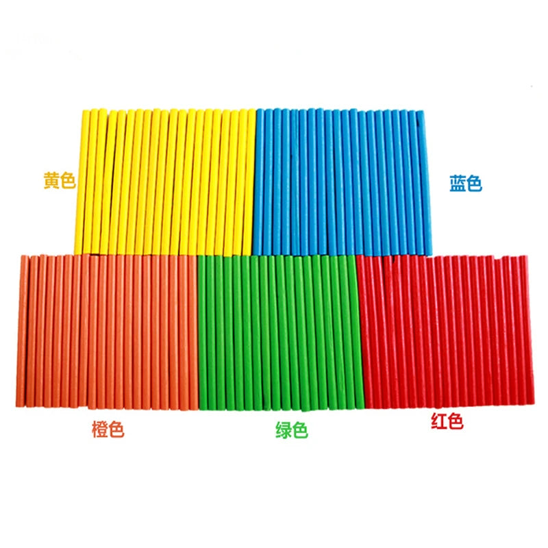EZ 100pcs Colorful Bamboo Counting Sticks Mathematics Montessori Teaching Aids Counting Rod Kids Preschool Math Learning Toy Gift