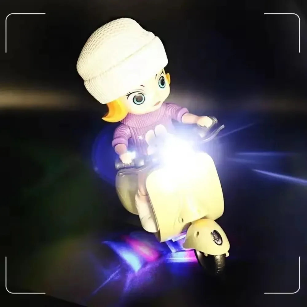 EZ ForLabubu Doll Mini Electric Motorcycle,labubu Doll Accessories, Fun Cute Doll Toys,With Lights and Music,DIY Kid Christmas Gift