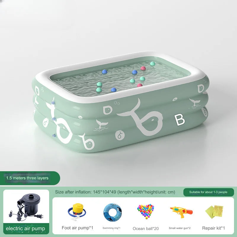 EZ Inflatable Pool with Canopy and Slide,Large Inflatable Swimming Pool for Persons,Family Pool for Backyard, Outdoor