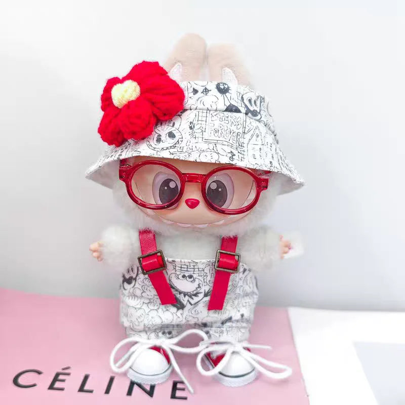 EZ For 1st 2nd 3rd Gen 17cm Labubu Tendencia Clothes Pendant Sitting Party Graffiti Strap Pants Hat Labubu Clothes