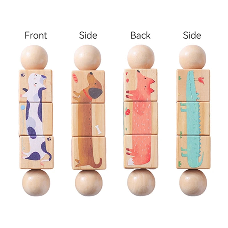 EZ Baby Wooden Rotating Jigsaw Puzzle Hand bell Toy Baby Mobile Musical Rattle Toy Montessori Puzzle Game For Babies Newbaby Gift