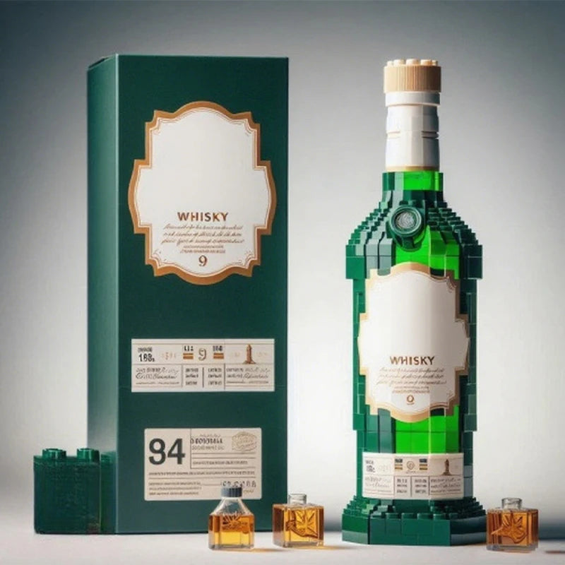 EZ 2025 NEW Building blocks whiskey bottle imported wine bottle decor set advanced wine cultural brick toy gift give friends
