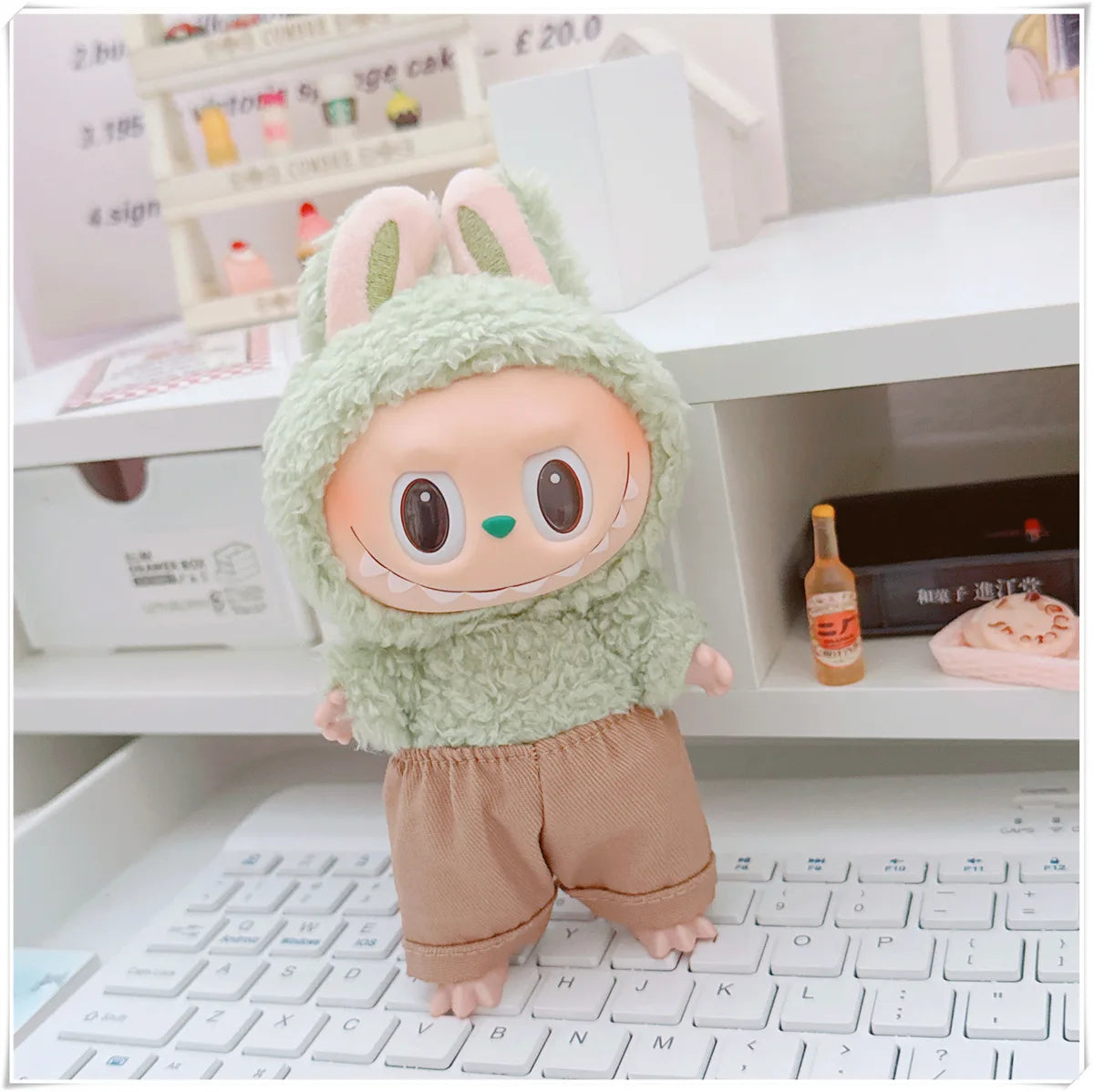 EZ 15/17cm Labubu V1 V2 Doll Clothing Fashion Hoodie and Pants Set Korean Idol Trendy DIY Doll Clothing Accessories Toy Gift