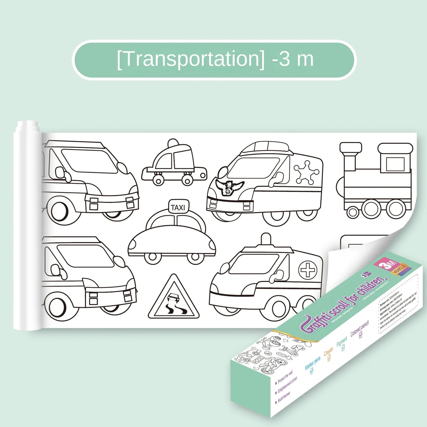 EZ 3 Meters Children Montessori Toys Early Educational Graffiti Drawing Roll DIY Self Adhesive Kids Learning Paint Coloring Scroll