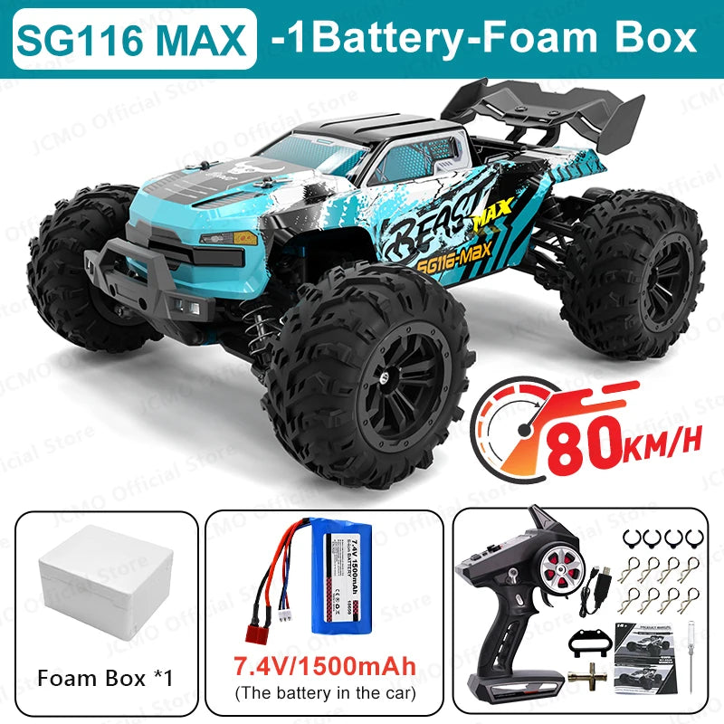 EZ SG116MAX 80KM/H High Speed RC Car Brushless 4WD Off-Road Drift Remote Control Car 1:16 Professional Racing Cars SG116PRO 40KM/H