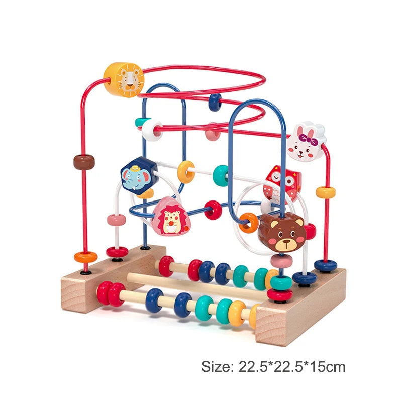 EZ Montessori Baby Toys Wooden Roller Coaster Bead Maze Abacus Math Toys Toddler Early Educational Toys for 1 2 3 Years Kids Gifts